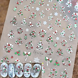 5D Embossed Gold Foil Xmas Tree Christmas Nail Stickers